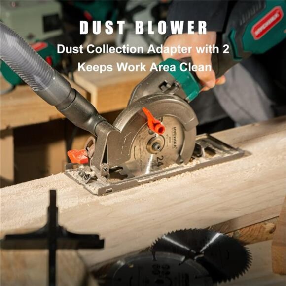 Electric Circular Saw, HYCHIKA 6.2A Mini Circular Saw with 3 Blades(4-1/2”) - Picture 6 of 7